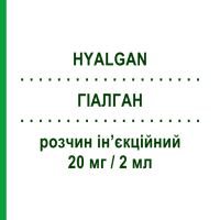 ГІАЛГАН (HYALGAN) 20 мг/2 мл розчин ін’єкційний 5 шт 2 мл - Гіалуронова кислота FIDIA PHARMA
