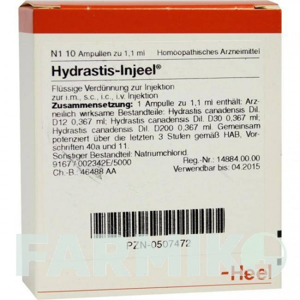 ГІДРАСТІС ІНЬЄЛЬ (HYDRASTIS INJEEL) ампули 10 шт - Гомеопатія BIOLOGISCHE HEILMITTEL HEEL