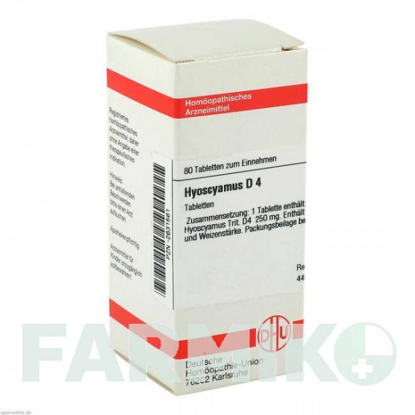 ГИОСЦИАМУС (HYOSCYAMUS) D 4 таблетки 80 шт - Гомеопатия DHU