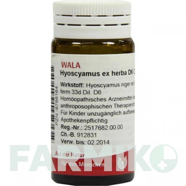 ГИОСЦИАМУС (HYOSCYAMUS) D 6 глобули 20 г - Гомеопатия WALA HEILMITTEL