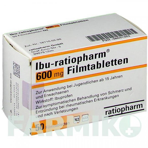 ИБУ (IBU) 600 мг таблетки 50 шт - Ибупрофен RATIOPHARM