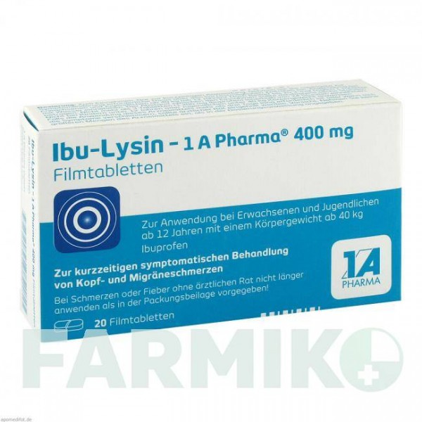 ИБУ ЛИЗИН (IBU LYSIN) 400 мг таблетки 20 шт - Ибупрофен 1 A PHARMA