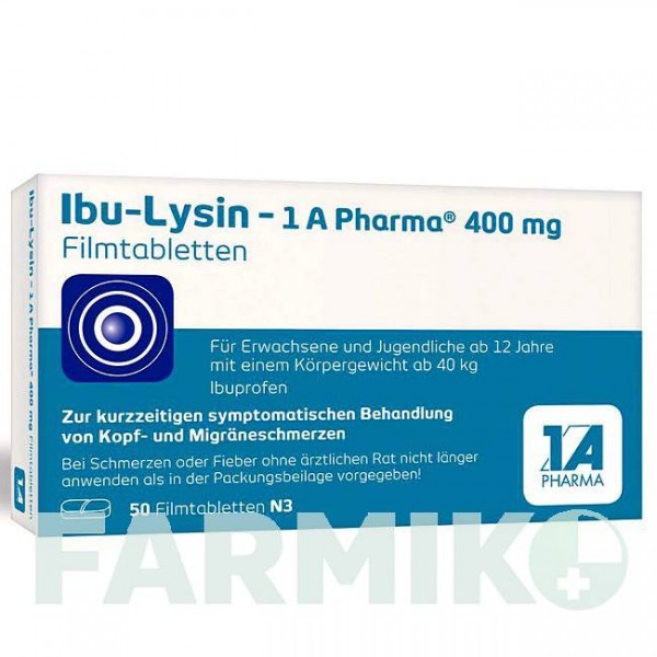 ИБУ ЛИЗИН (IBU LYSIN) 400 мг таблетки 50 шт - Ибупрофен 1 A PHARMA