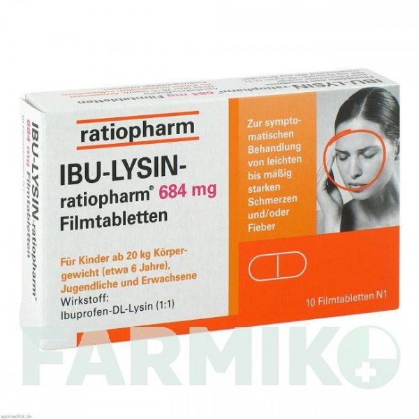 ИБУ ЛИЗИН (IBU LYSIN) 684 мг таблетки 10 шт - Ибупрофен RATIOPHARM