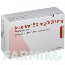 ИКАНДРА (ICANDRA) 50 мг/850 мг таблетки 30 шт - Метформин, Вилдаглиптин NOVARTIS
