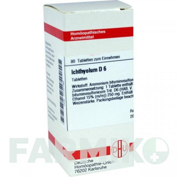 ИХТИОЛУМ (ICHTHYOLUM) D 6 таблетки 80 шт - Гомеопатия DHU