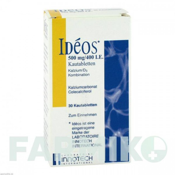 ІДЕОС (IDEOS) 500 мг/400 МО таблетки 30 шт - Кальцію карбонат, Колекальциферол KOHLPHARMA