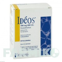 ИДЕОС (IDEOS) 500 мг/400 МЕ таблетки 90 шт - Кальция карбонат, Колекальциферол KOHLPHARMA