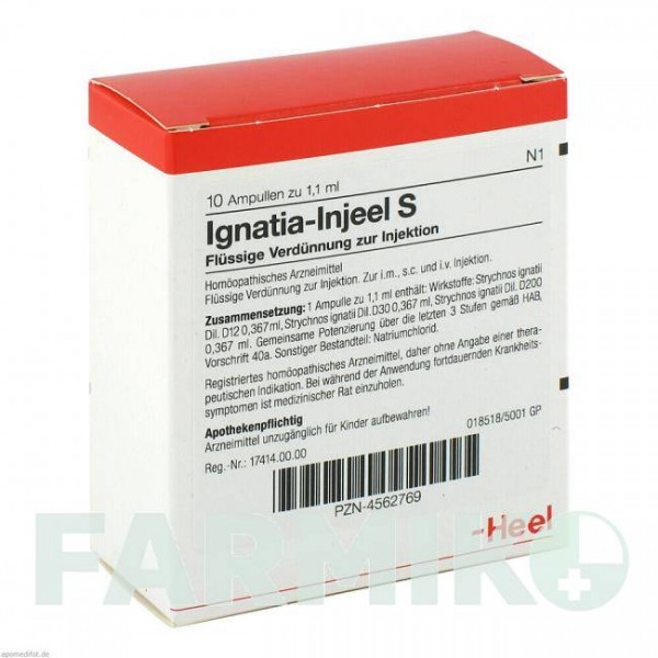 ИГНАТИЯ ИНЬЕЛЬ (IGNATIA INJEEL) ампулы 10 шт - Гомеопатия BIOLOGISCHE HEILMITTEL HEEL