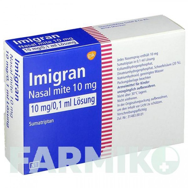 ИМИГРАН (IMIGRAN) 10 мг спрей 2 шт - Суматриптан GLAXOSMITHKLINE