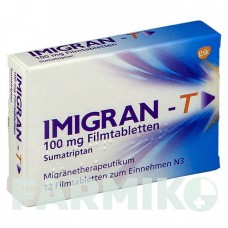 ИМИГРАН (IMIGRAN) 100 мг таблетки 12 шт - Суматриптан GLAXOSMITHKLINE