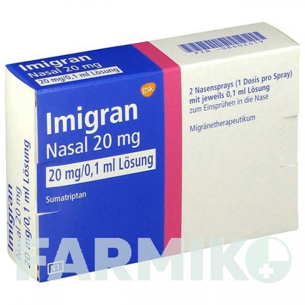 ИМИГРАН (IMIGRAN) 20 мг спрей 2 шт - Суматриптан GLAXOSMITHKLINE