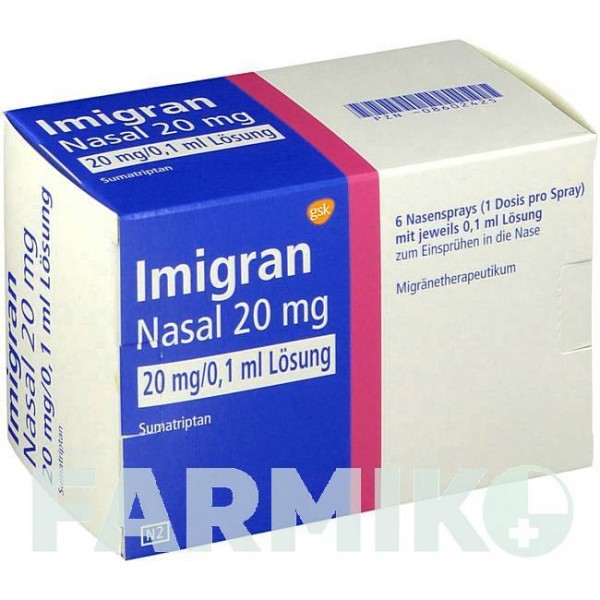 ИМИГРАН (IMIGRAN) 20 мг спрей 6 шт - Суматриптан GLAXOSMITHKLINE