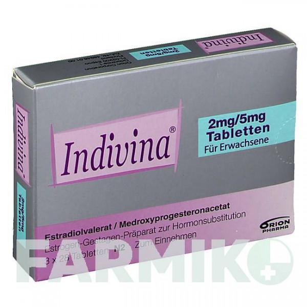 ІНДІВІНА (INDIVINA) 2 мг/5 мг таблетки 3x28 шт - Медроксипрогестерон, Естроген ORION
