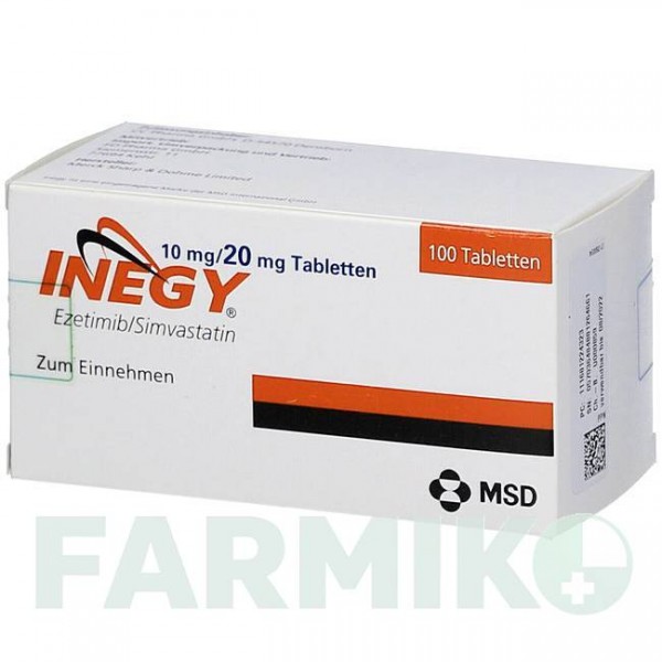 ИНЕДЖИ (INEGY) 10 мг/20 мг таблетки 100 шт - Симвастатин, Эзетимиб FD PHARMA
