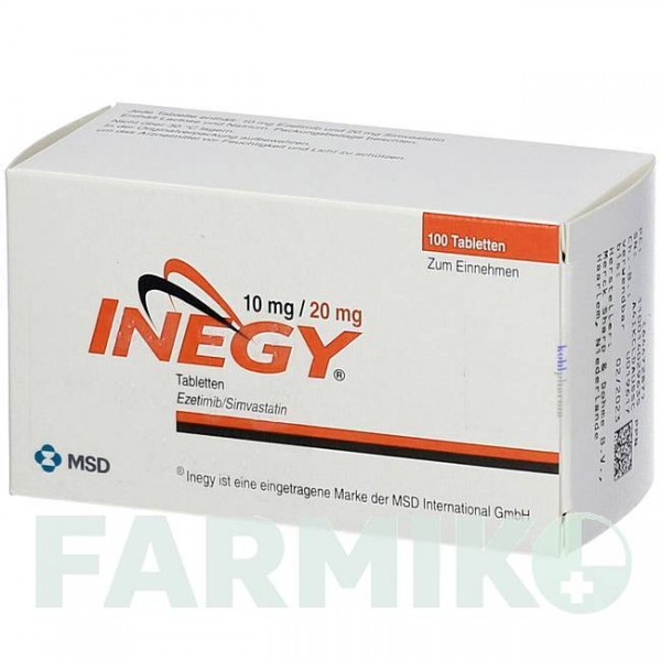 ИНЕДЖИ (INEGY) 10 мг/20 мг таблетки 100 шт - Симвастатин, Эзетимиб KOHLPHARMA