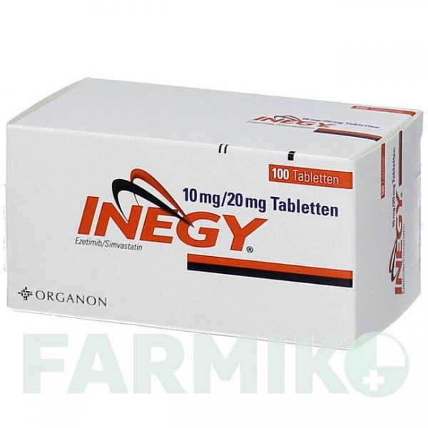ИНЕДЖИ (INEGY) 10 мг/20 мг таблетки 100 шт - Симвастатин, Эзетимиб ORGANON