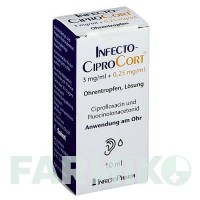 ИНФЕКТОЦИПРОКОРТ (INFECTOCIPROCORT) 3 мг/мл + 0,25 мг/мл капли 10 мл - Флуоцинолон, Ципрофлоксацин INFECTOPHARM