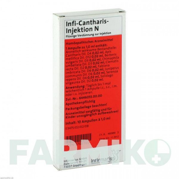 ИНФИ КАНТАРИС (INFI CANTHARIS) ампулы 10x1 мл - Гомеопатия INFIRMARIUS