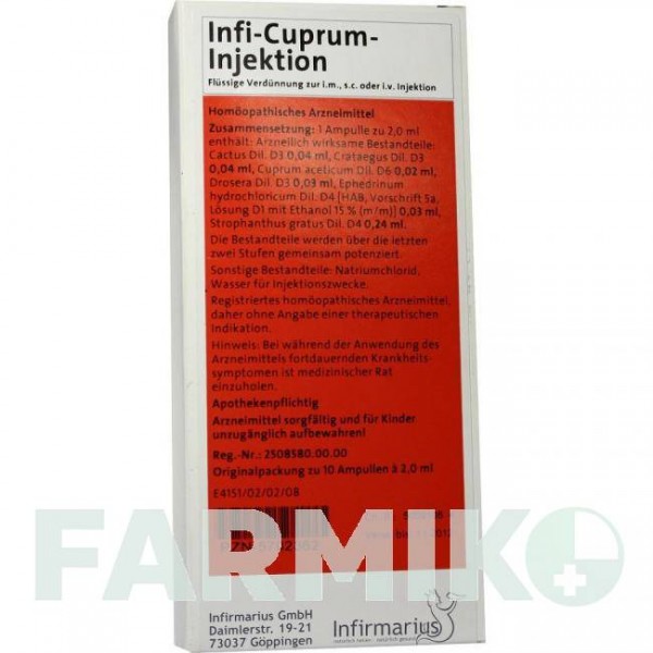 ІНФІ КУПРУМ (INFI CUPRUM) ампули 10x2 мл - Гомеопатія INFIRMARIUS