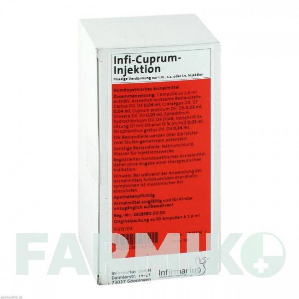 ИНФИ КУПРУМ (INFI CUPRUM) раствор для инъекций 50x2 мл - Гомеопатия INFIRMARIUS
