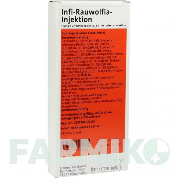 ІНФІ РАУВОЛЬФІЯ (INFI RAUWOLFIA) ампули 10x1 мл - Гомеопатія INFIRMARIUS