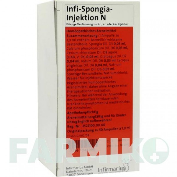 ИНФИ СПОНГИЯ (INFI SPONGIA) ампулы 50 шт - Гомеопатия INFIRMARIUS