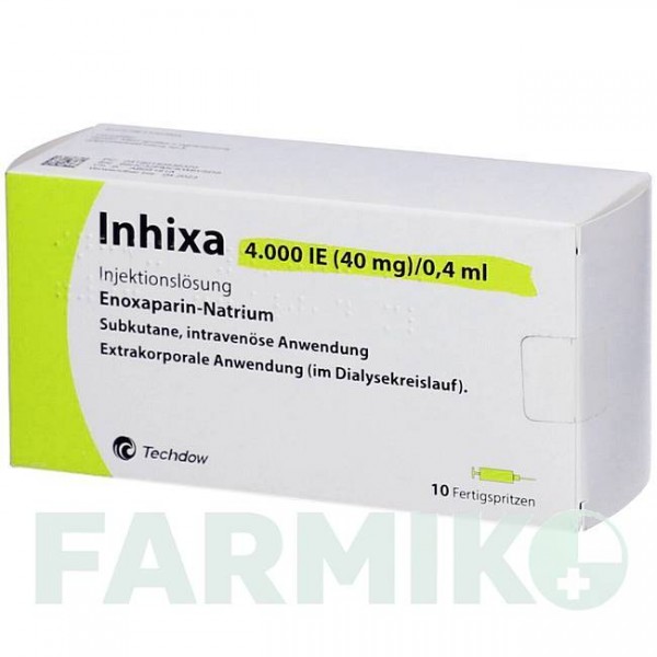 ІНХІКСА (INHIXA) 4000 МО 40 мг/0,4 мл розчин 10 шт - Еноксапарин ORIFARM