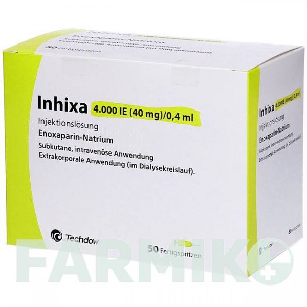 ІНХІКСА (INHIXA) 4000 МО 40 мг/0,4 мл розчин 50 шт - Еноксапарин ORIFARM