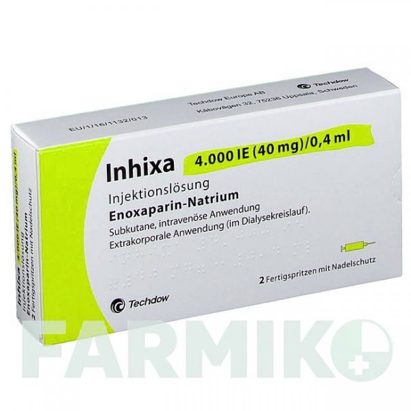 ИНХИКСА (INHIXA) 4000 МЕ 40 мг/0,4 мл раствор 2 шт - Эноксапарин TECHDOW PHARMA