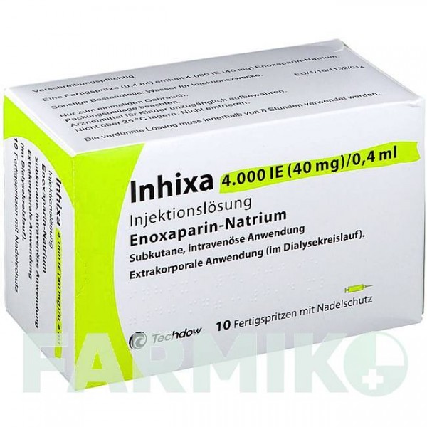 ИНХИКСА (INHIXA) 4000 МЕ 40 мг/0,4 мл раствор 10 шт - Эноксапарин TECHDOW PHARMA