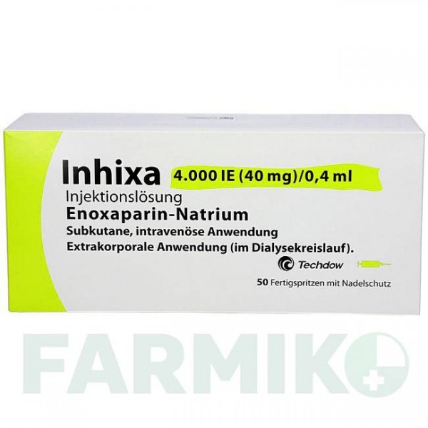 ИНХИКСА (INHIXA) 4000 МЕ 40 мг/0,4 мл раствор 50 шт - Эноксапарин TECHDOW PHARMA