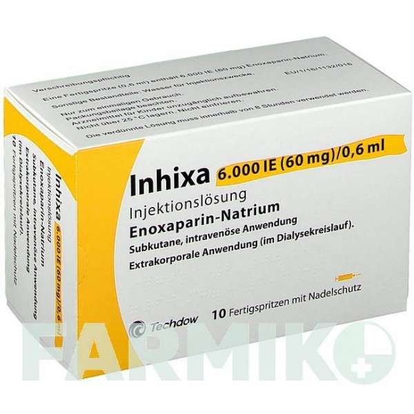 ІНХІКСА (INHIXA) 6000 МО 60 мг/0,6 мл розчин 10 шт - Еноксапарин TECHDOW PHARMA