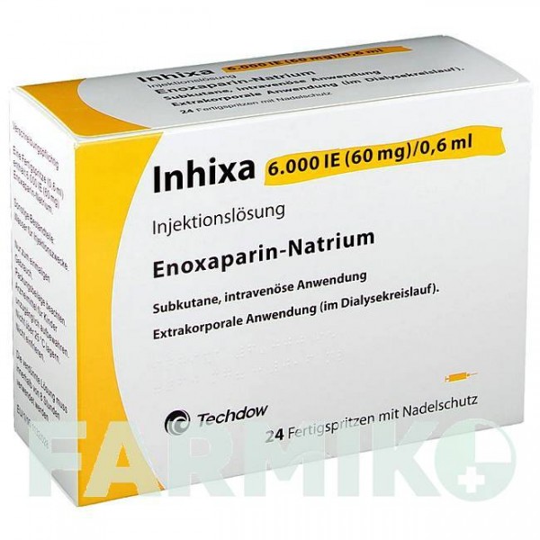 ИНХИКСА (INHIXA) 6000 МЕ 60 мг/0,6 мл раствор 24 шт - Эноксапарин TECHDOW PHARMA
