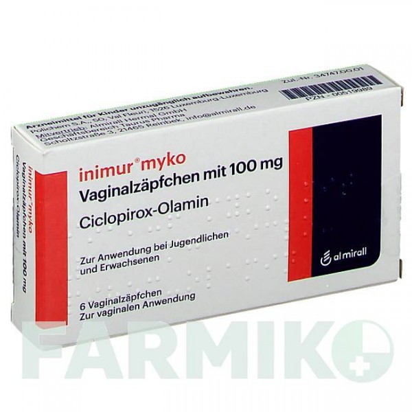 ИНИМУР (INIMUR) 100 мг суппозитории 6 шт - Циклопирокс ALMIRALL