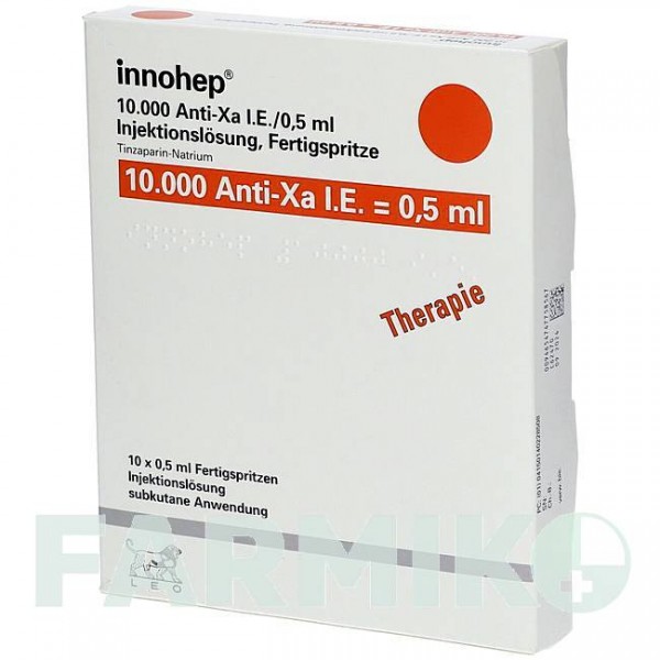 ИННОХЕП (INNOHEP) 10000 МЕ/0,5 мл раствор 10 шт - Тинзапарин LEO PHARMA