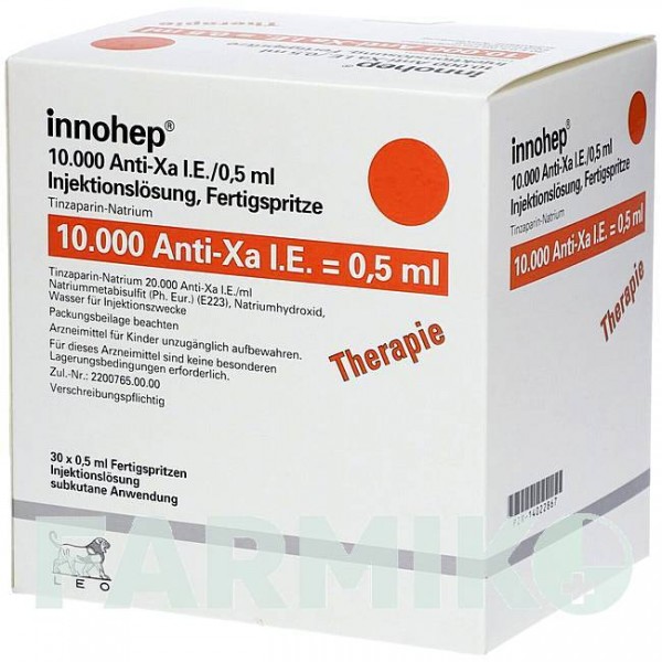 ІННОХЕП (INNOHEP) 10000 МО/0,5 мл розчин 30 шт - Тинзапарин LEO PHARMA