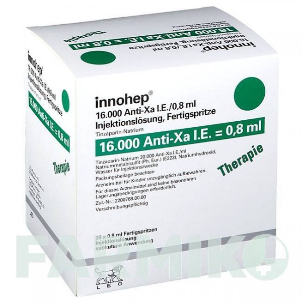 ИННОХЕП (INNOHEP) 16000 МЕ/0,8 мл раствор 10 шт - Тинзапарин LEO PHARMA