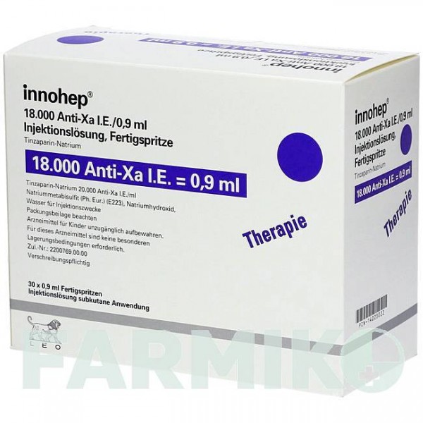 ИННОХЕП (INNOHEP) 18000 МЕ/0,9 мл раствор 30 шт - Тинзапарин LEO PHARMA