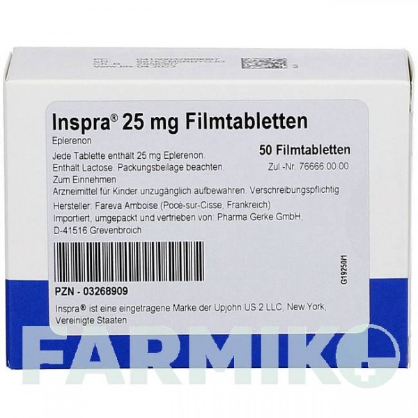 ИНСПРА (INSPRA) 25 мг таблетки 50 шт - Эплеренон PHARMA GERKE