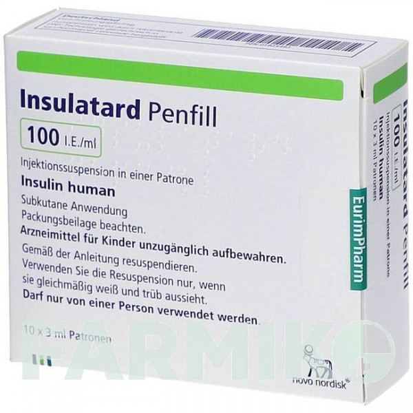 ІНСУЛАТАРД (INSULATARD) 100 МО/мл картриджі 10x3 мл - Інсулін (людський) EURIMPHARM
