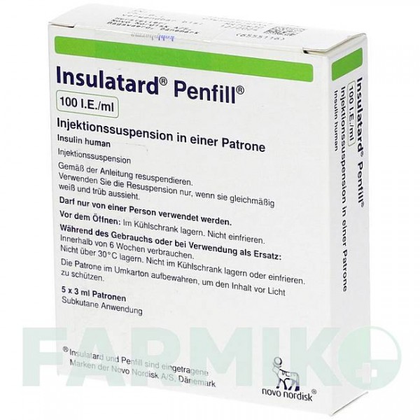 ІНСУЛАТАРД (INSULATARD) 100 МО/мл картриджі 5x3 мл - Інсулін (людський) KOHLPHARMA