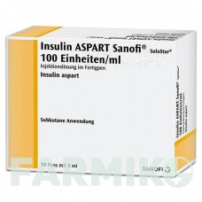 ИНСУЛИН АСПАРТ (INSULIN ASPART) 100 ЕД/мл раствор 10x3 мл - Инсулин аспарт SANOFI