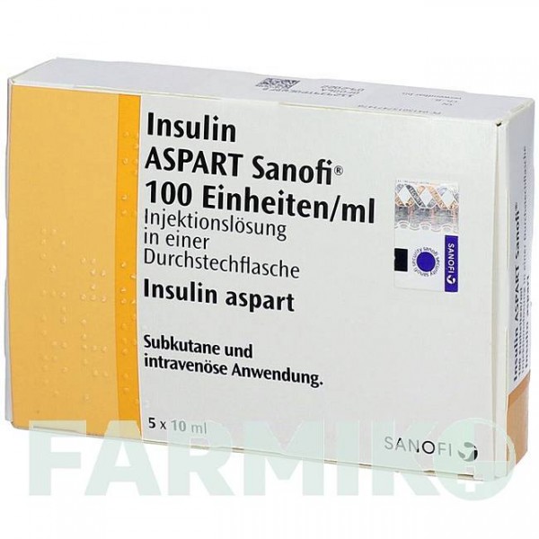 ІНСУЛІН АСПАРТ (INSULIN ASPART) 100 ОД/мл розчин 5x10 мл - Інсулін аспарт SANOFI
