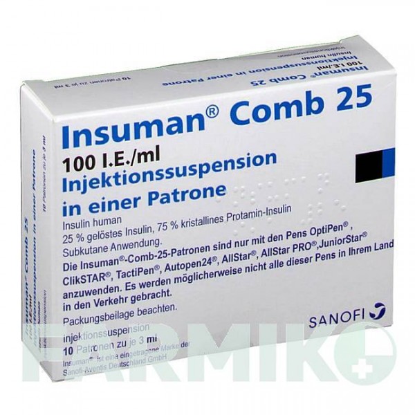 ИНСУМАН (INSUMAN) 100 МЕ/мл суспензия 10x3 мл - Инсулин (человеческий) ACA MULLER-ADAG PHARMA