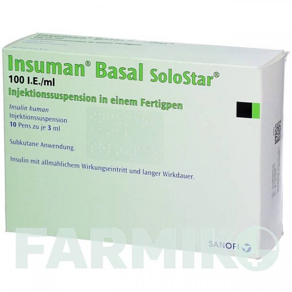 ИНСУМАН (INSUMAN) 100 МЕ/мл суспензия 10x3 мл - Инсулин (человеческий) ACA MULLER-ADAG PHARMA
