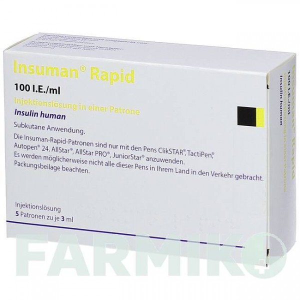 ІНСУМАН (INSUMAN) 100 МО/мл розчин 10x3 мл - Інсулін (людський) AXICORP PHARMA