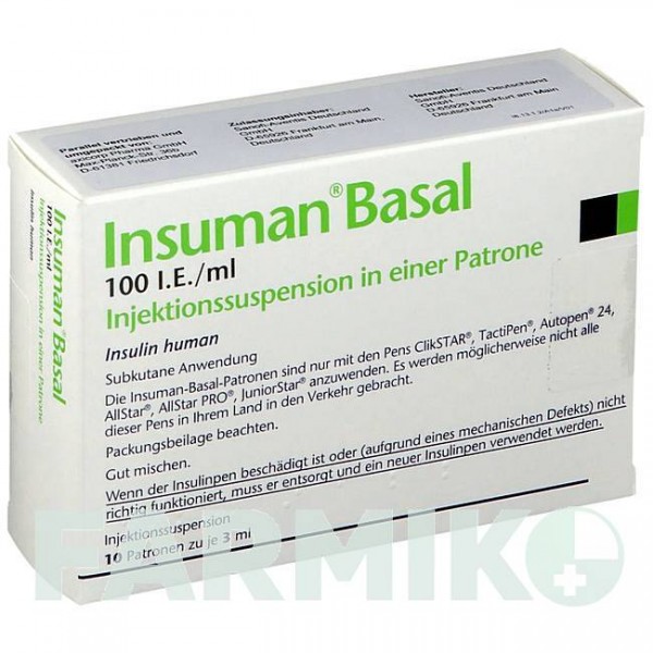 ИНСУМАН (INSUMAN) 100 МЕ/мл суспензия 10x3 мл - Инсулин (человеческий) AXICORP PHARMA