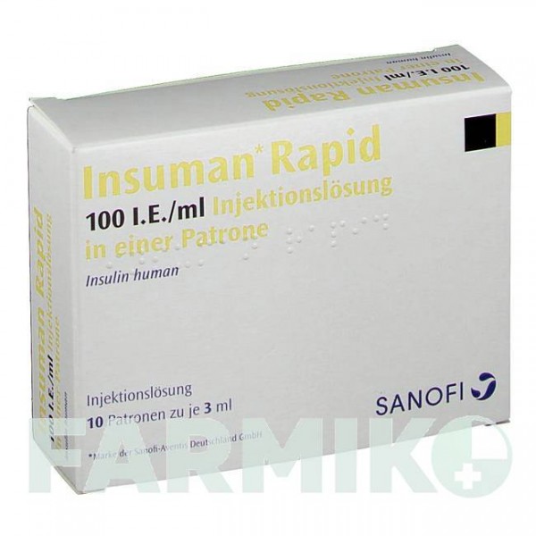 ИНСУМАН (INSUMAN) 100 МЕ/мл раствор 10x3 мл - Инсулин (человеческий) EMRA-MED