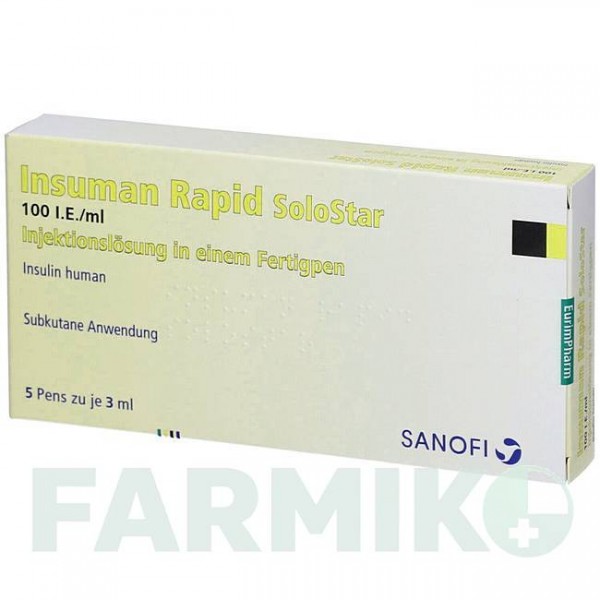 ІНСУМАН (INSUMAN) 100 МО/мл розчин 10x3 мл - Інсулін (людський) EURIMPHARM